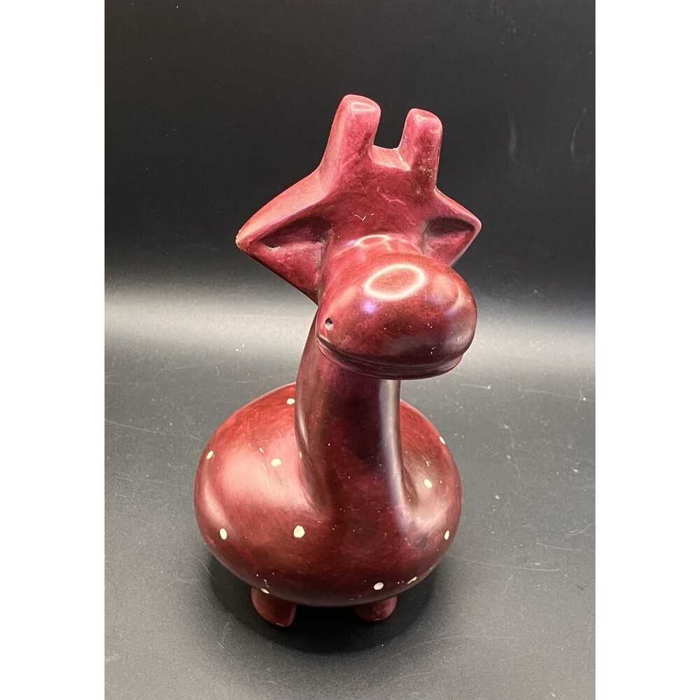 Vintage Ceramic Whimsical Dark Red Giraffe Sculpture 8" Heavyweight Paperweight